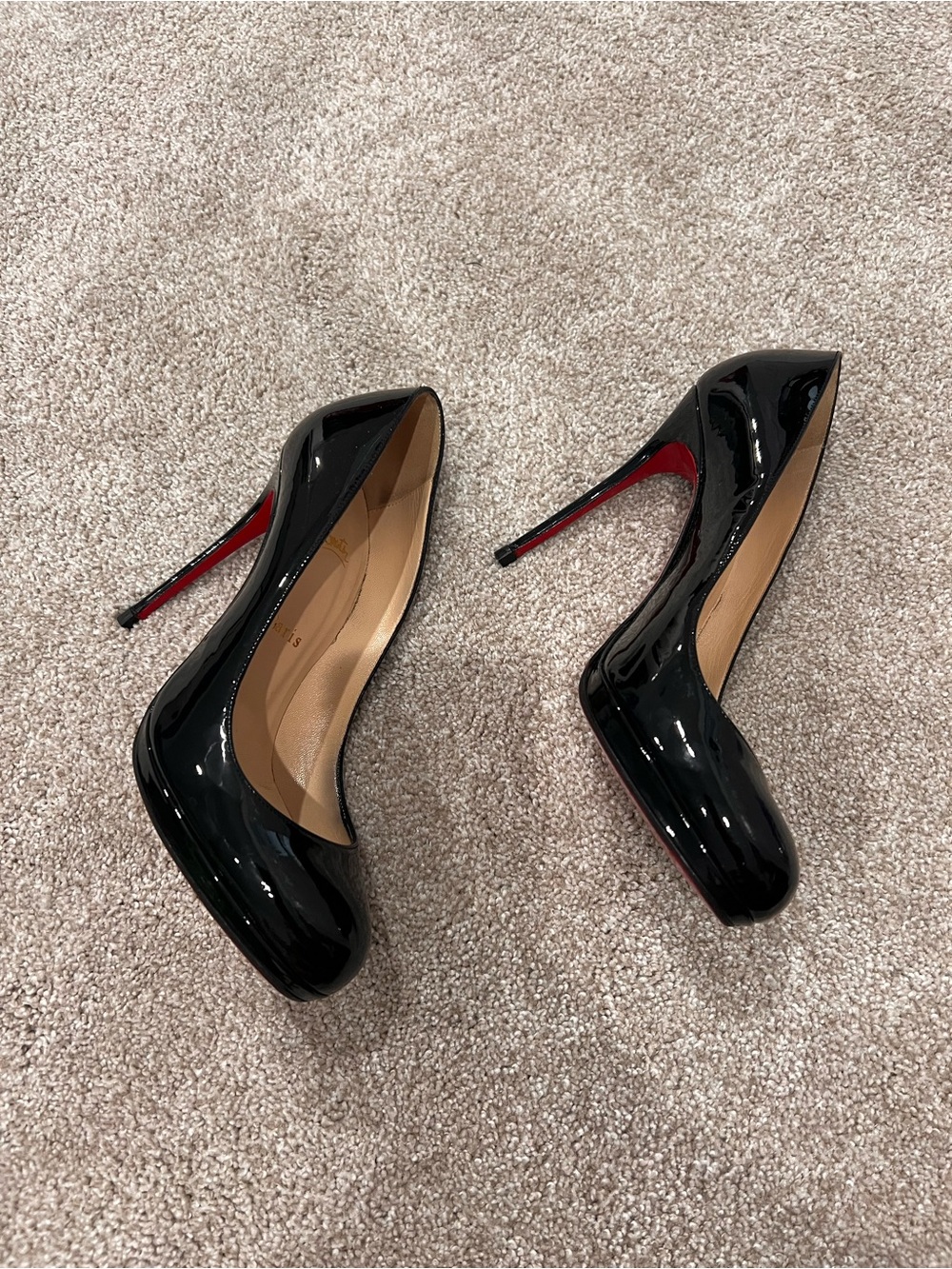 Christian Louboutin Black Patent Leather Round-Toe Pumps - Picture 10 of 12